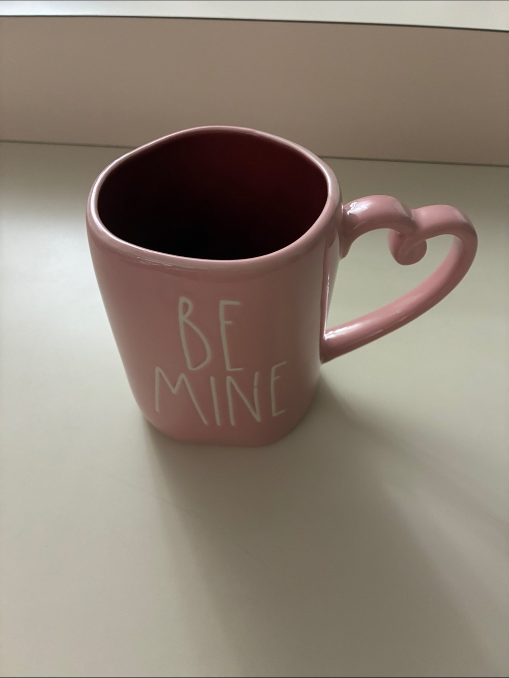 Rae Dunn Pink "Be Mine" Heart-Handle Ceramic Mug - Home Accents